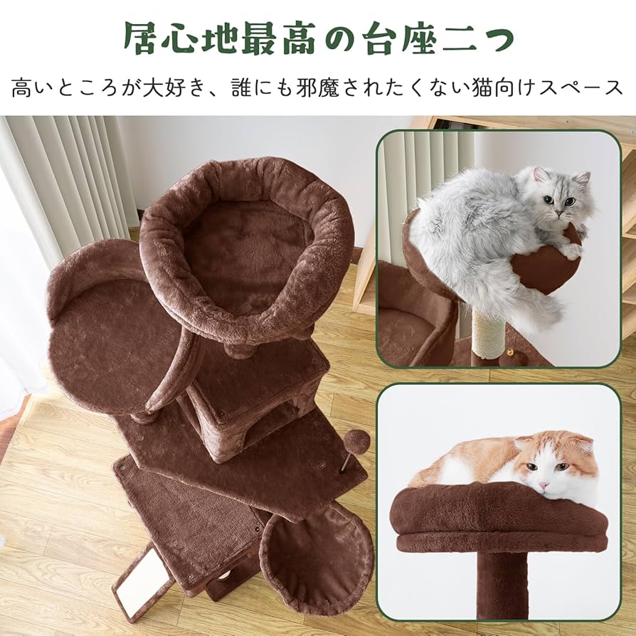 Amazon | AIFY キャットタワー 据え置き スリム 大型猫 大型